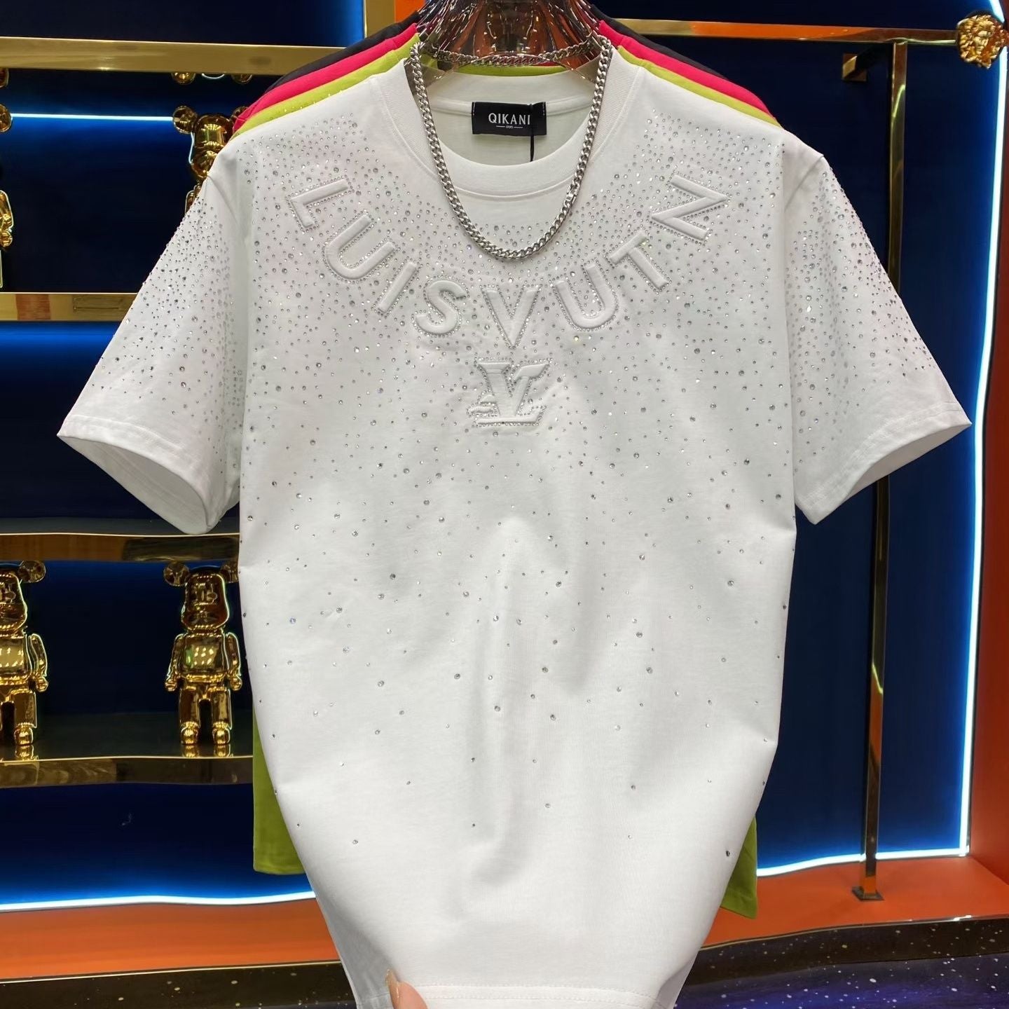 Rhinestone Star Embossed T-Shirt
