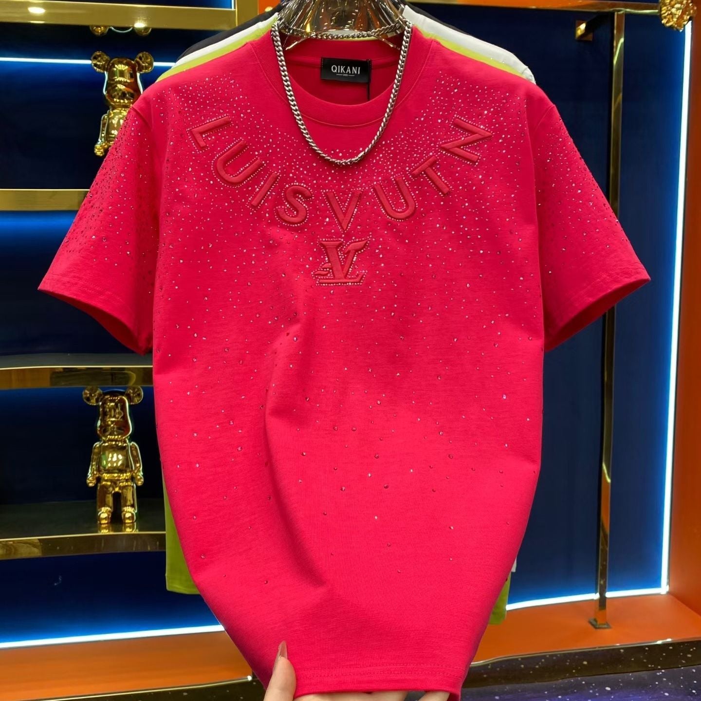 Rhinestone Star Embossed T-Shirt