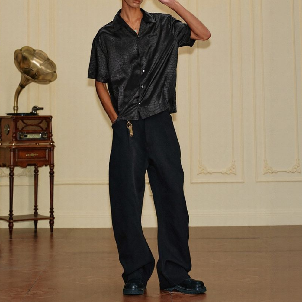 Luxury Scale Embossed Button-Down Shirt