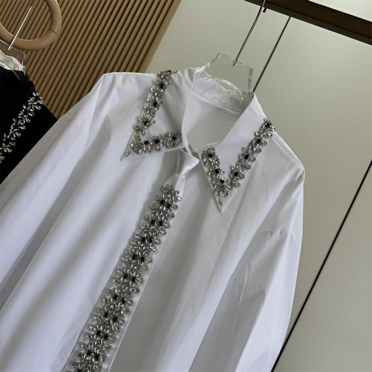 Jewelry Decorated Tie Shirt