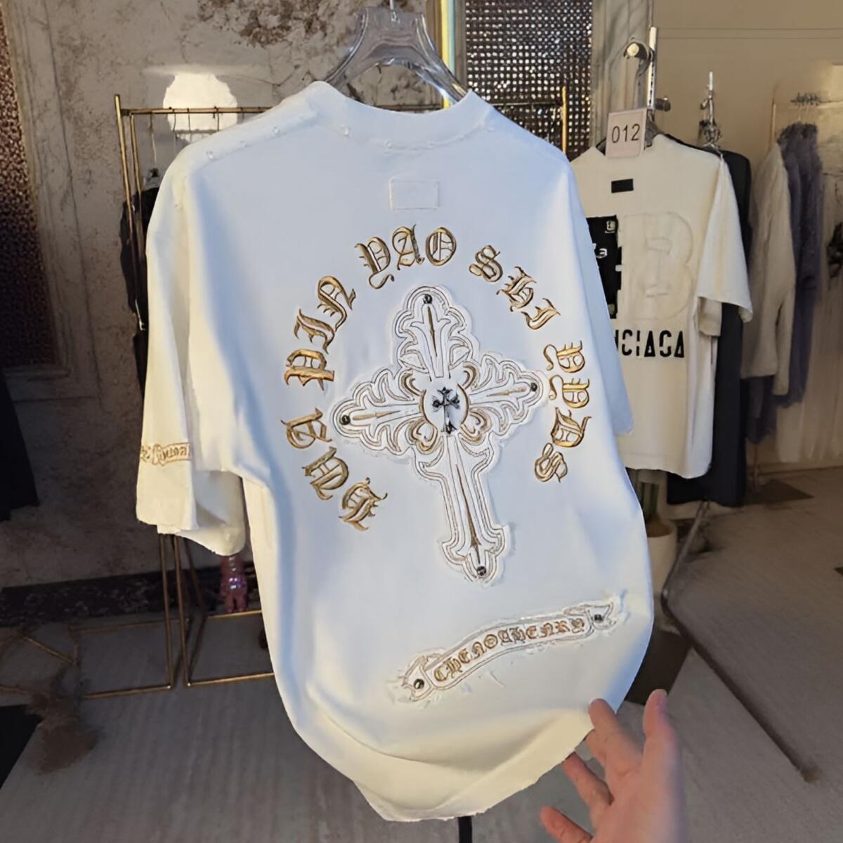 Studded Embroidered Cross T‑Shirt