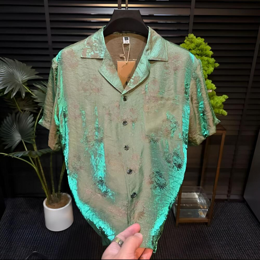 Gradient Floral Print Casual Shirt
