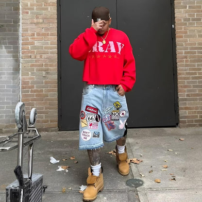 Graffiti Denim Capri Pants