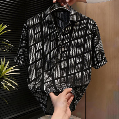 Rhinestone Geometric Pattern Shirt