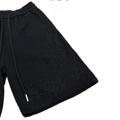 Gradient Rhinestone Solid Color Shorts