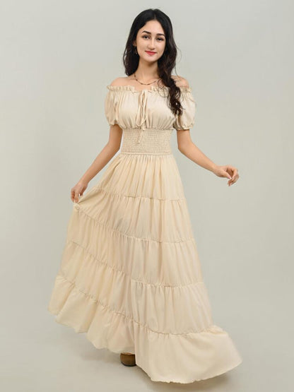 V-Neck Sleeveless Solid Color Patchwork Flared Maxi Dress