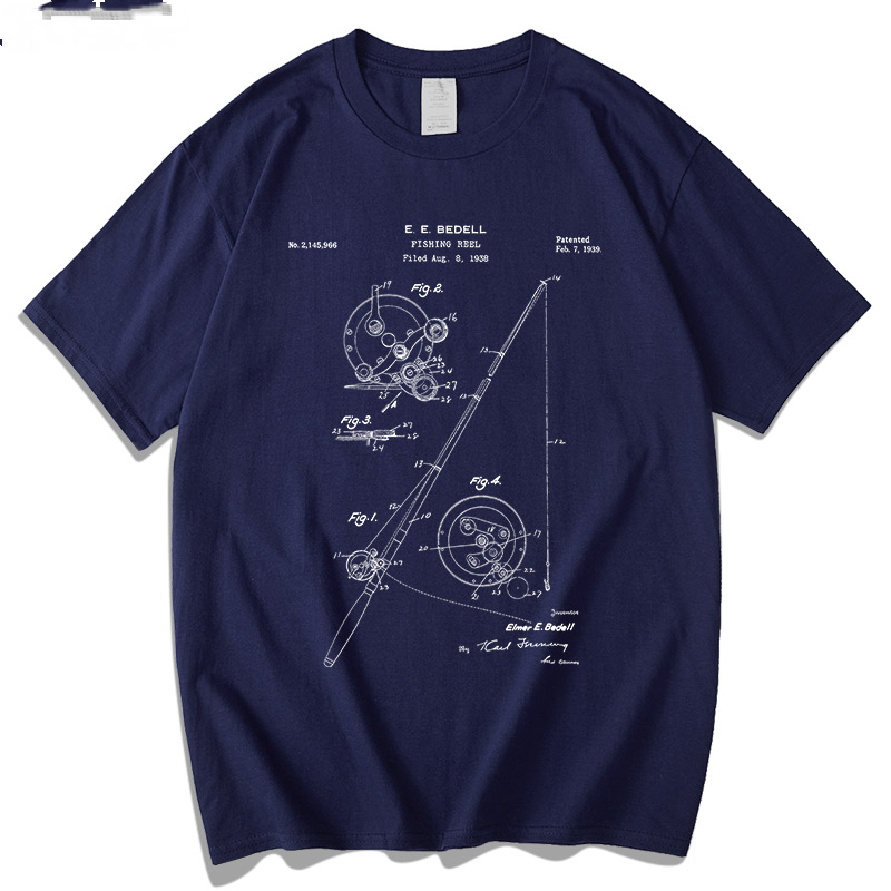 Fishing Rod Patent Blueprint T-shirt