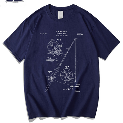Fishing Rod Patent Blueprint T-shirt