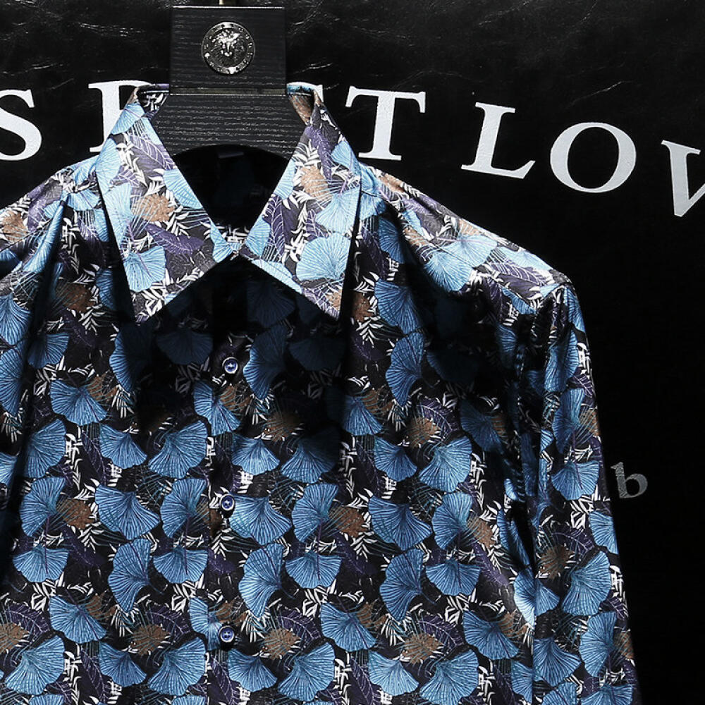 Blue Leaf Pattern Shirt