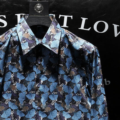 Blue Leaf Pattern Shirt