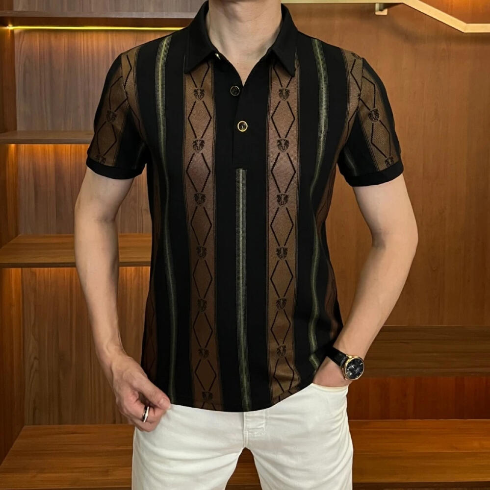 Vertical Stripe Business Polo Shirt