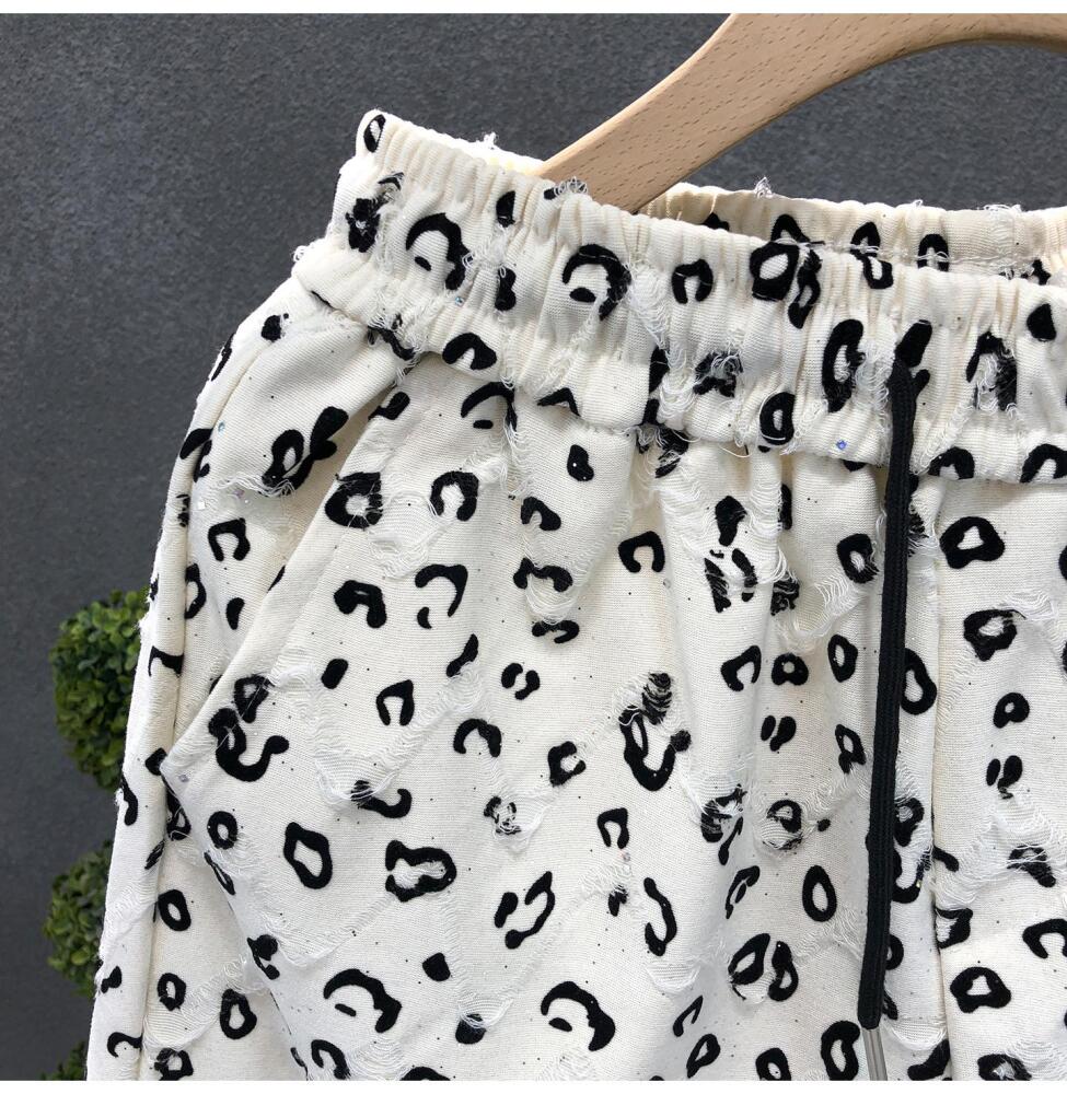 Leopard Print Star Ripped Shorts