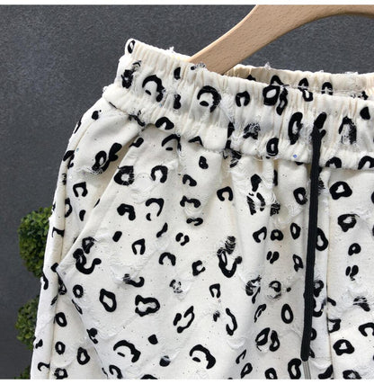 Leopard Print Star Ripped Shorts