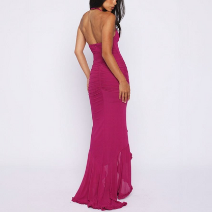 Mesh Maxi Dress Fuchsia