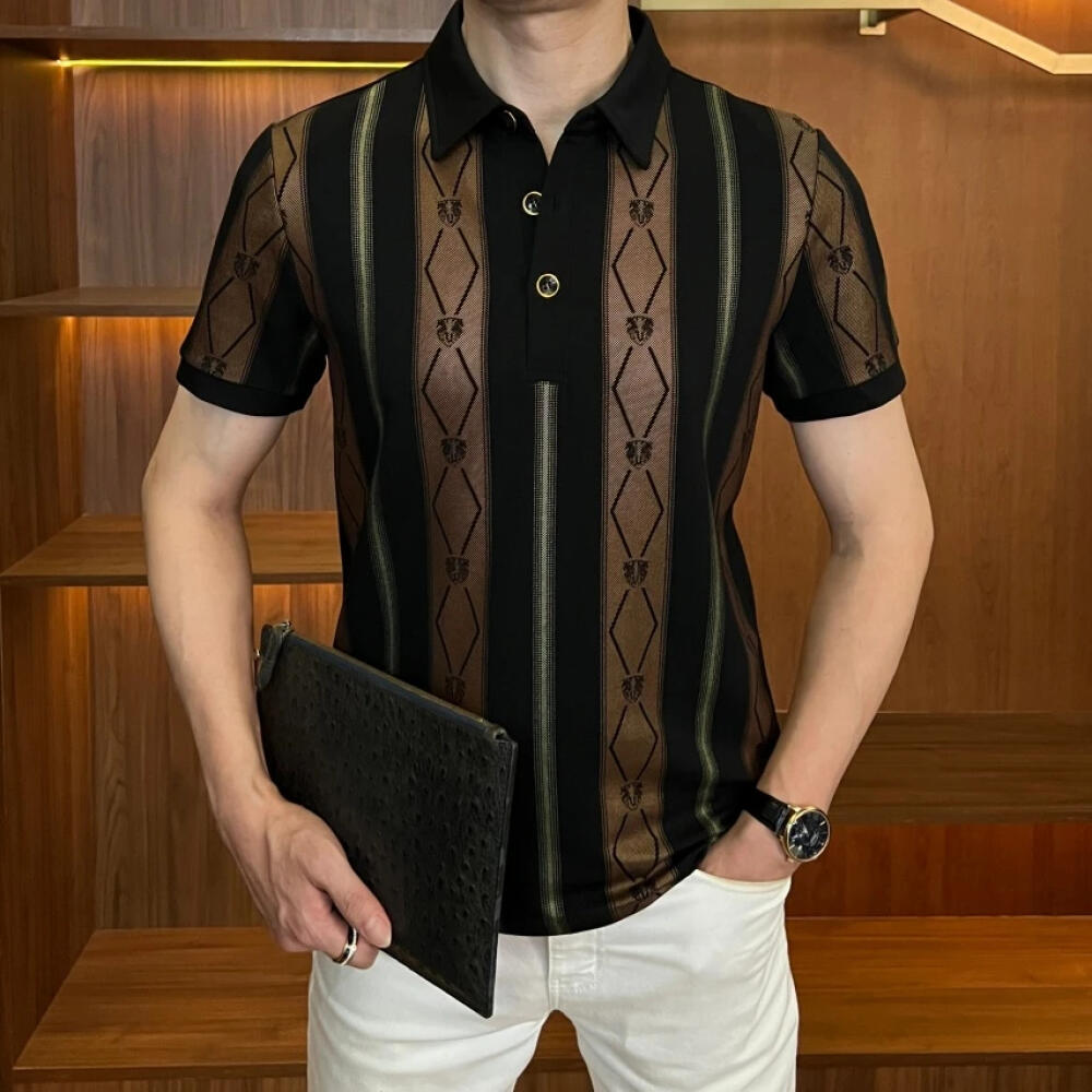 Vertical Stripe Business Polo Shirt