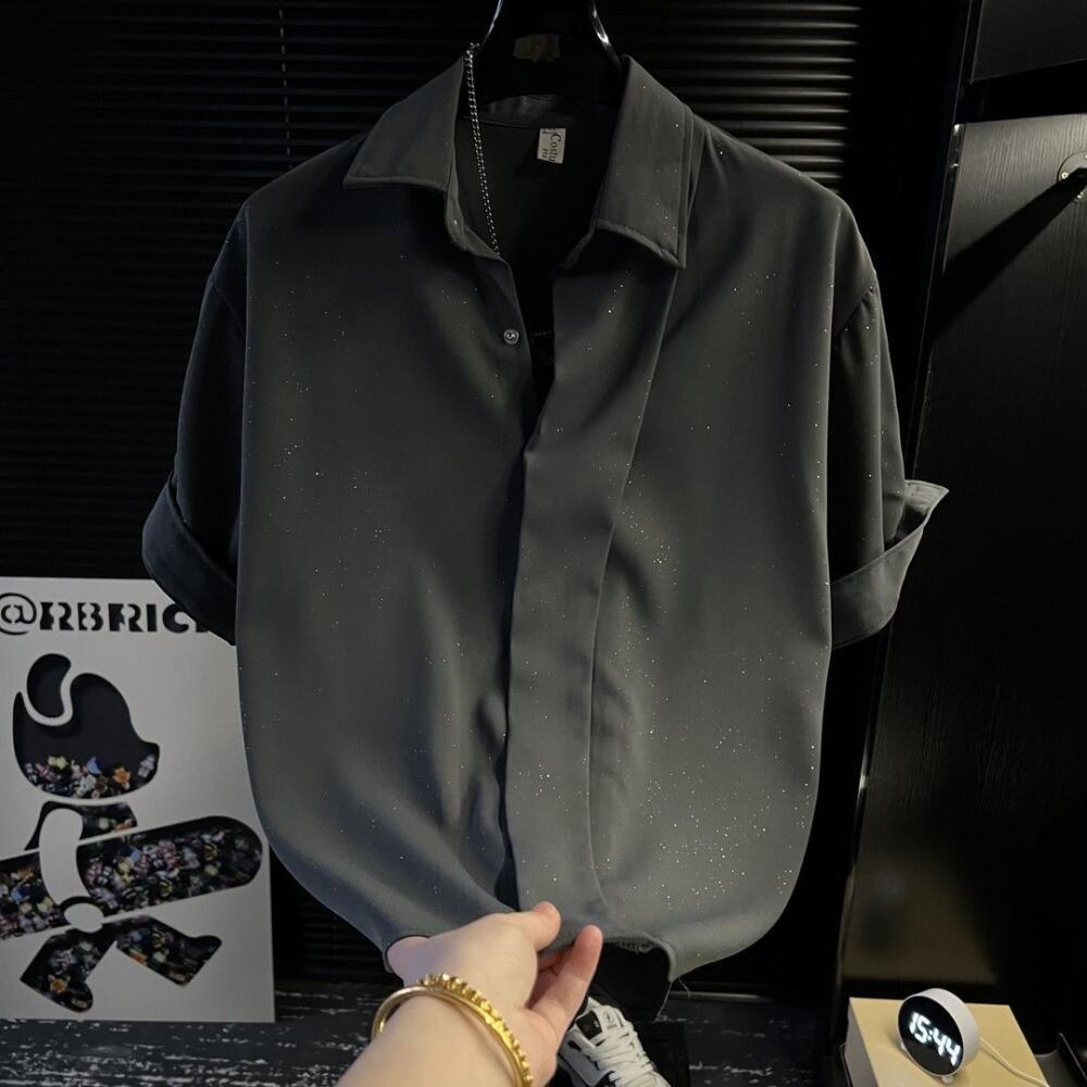 Luxury Sparkle Sequin Button Down Party Shirt