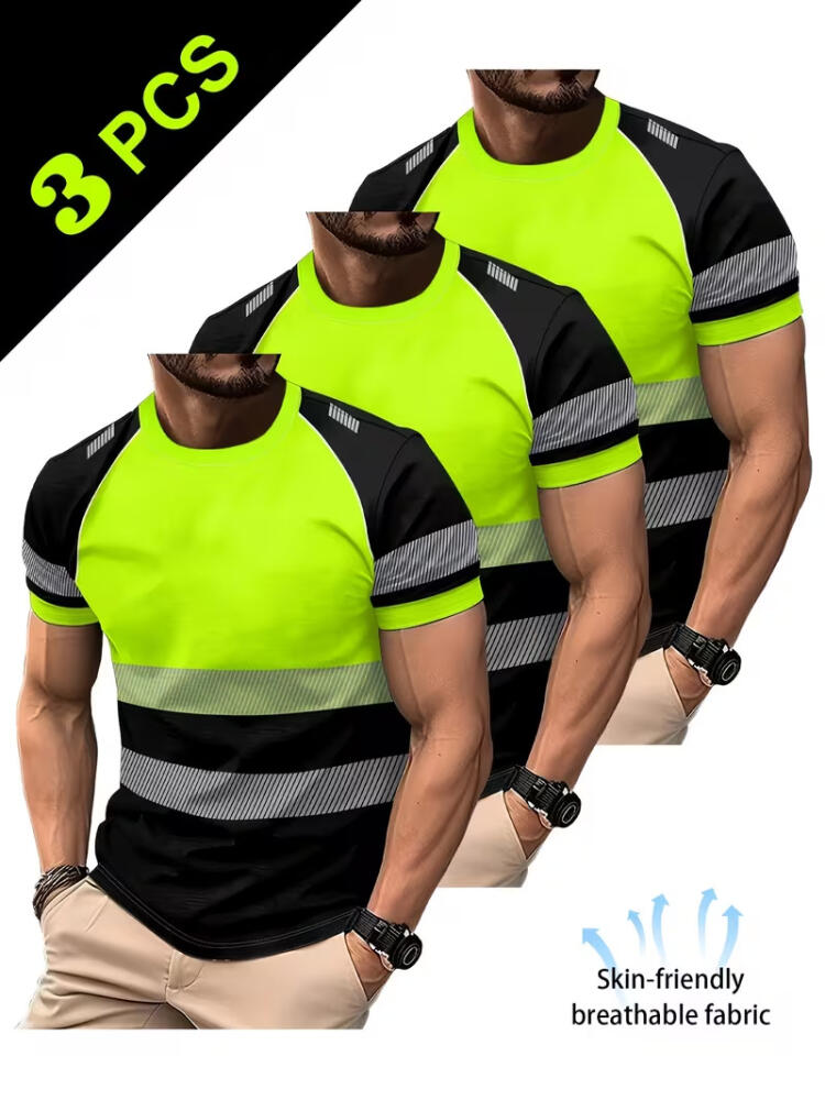 3-Pack High Visibility Reflective Work & Sport T-Shirts