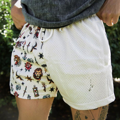 Vintage Print Beach Shorts