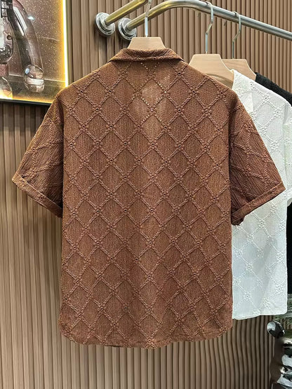Solid Color Floral Embroidered Shirt