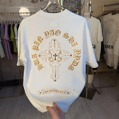 Studded Embroidered Cross T‑Shirt