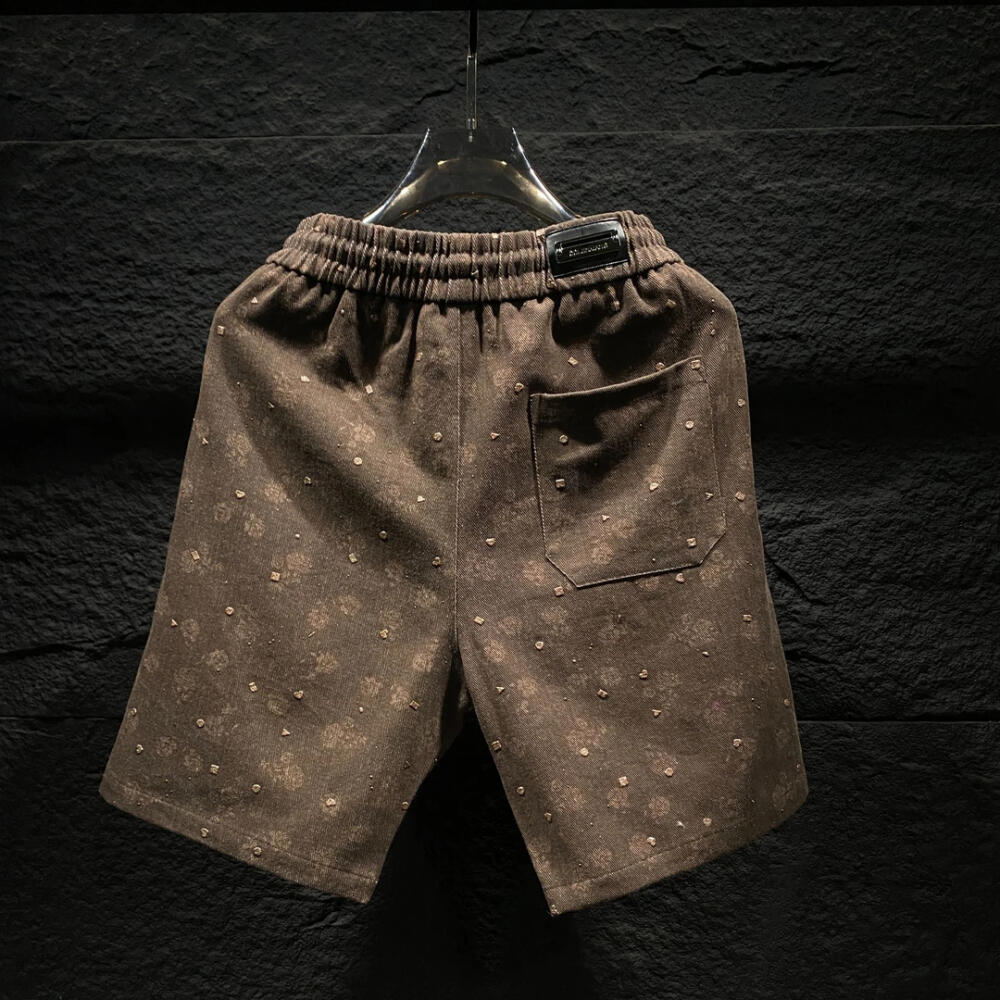 Vintage Ripped Floral Pattern Five-Point Shorts