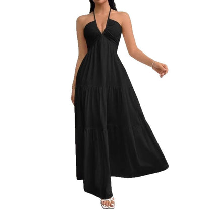 Deep V Neck Off-Shoulder Bohemian Maxi Dress