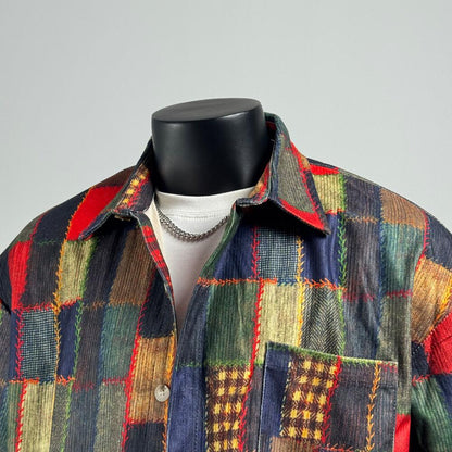 Colorful plaid short-sleeved shirt