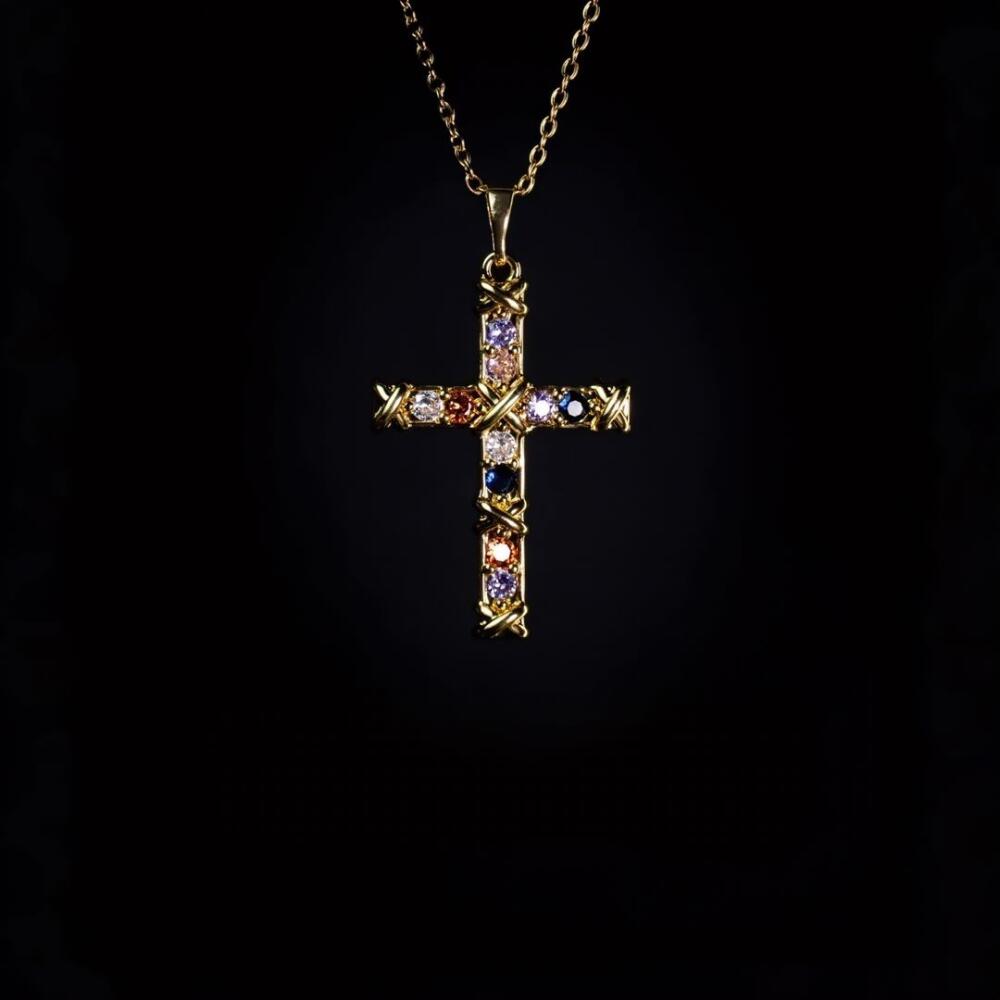 Full Paved Rhinestone Believer Cross Necklace