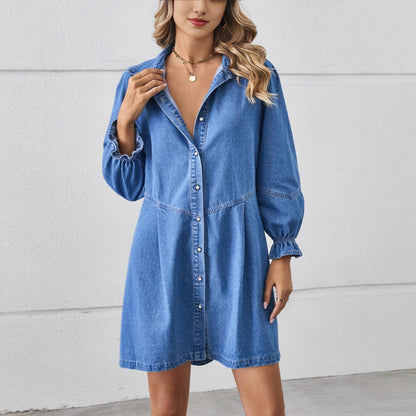 Vintage Washed Denim Shirt Dress