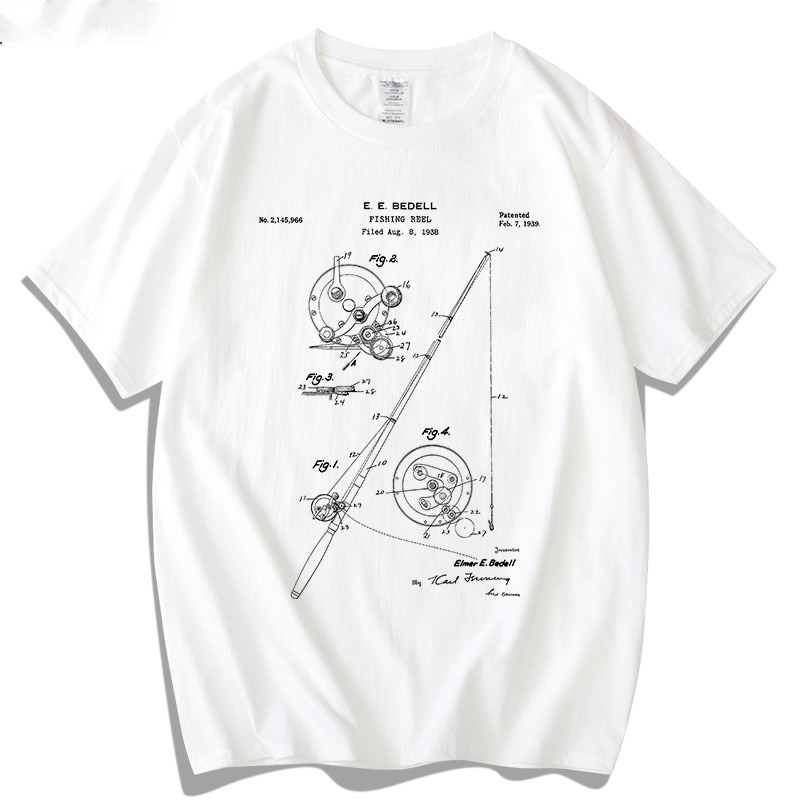 Fishing Rod Patent Blueprint T-shirt
