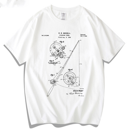 Fishing Rod Patent Blueprint T-shirt