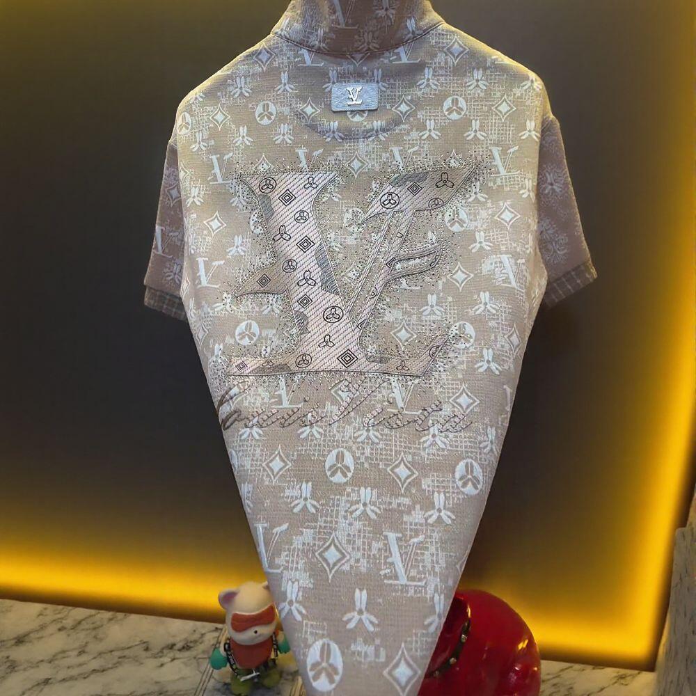 Clover Print Rhinestone Polo Shirt