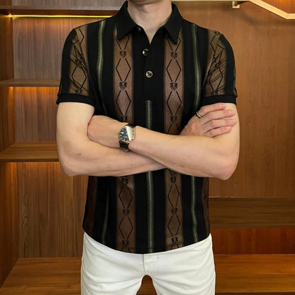 Vertical Stripe Business Polo Shirt