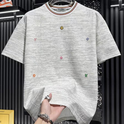 High-end embroidered smiley face short-sleeved shirt