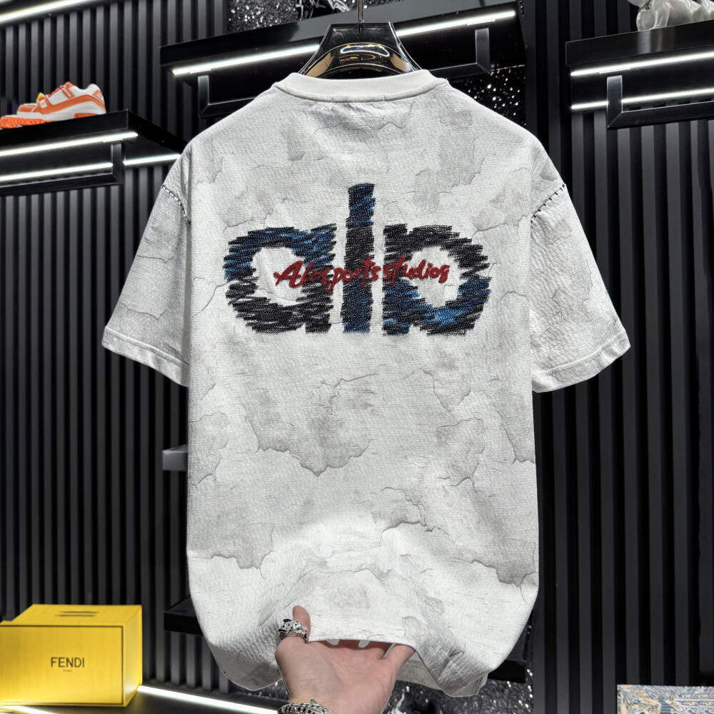 High-end embroidered tie-dye short-sleeved shirt