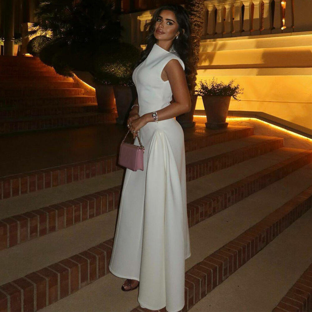 High Waist Slim Fit Irregular Hem Flowy Maxi Dress