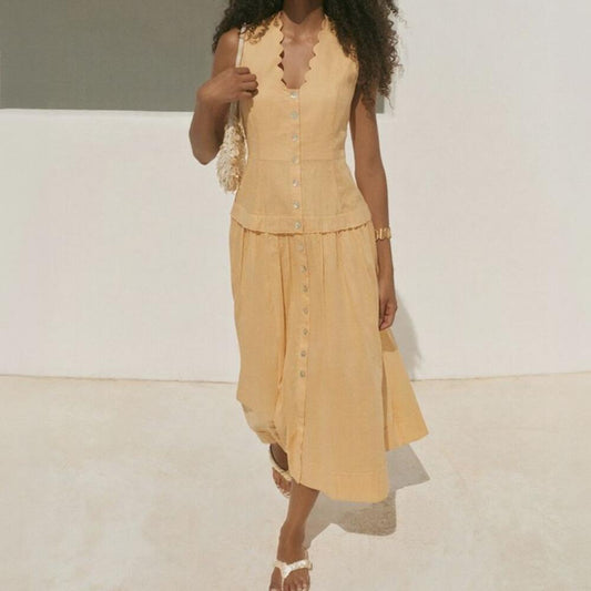 Button Down Sleeveless Dress