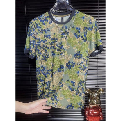 Blue Flower & Green Leaf T-shirt