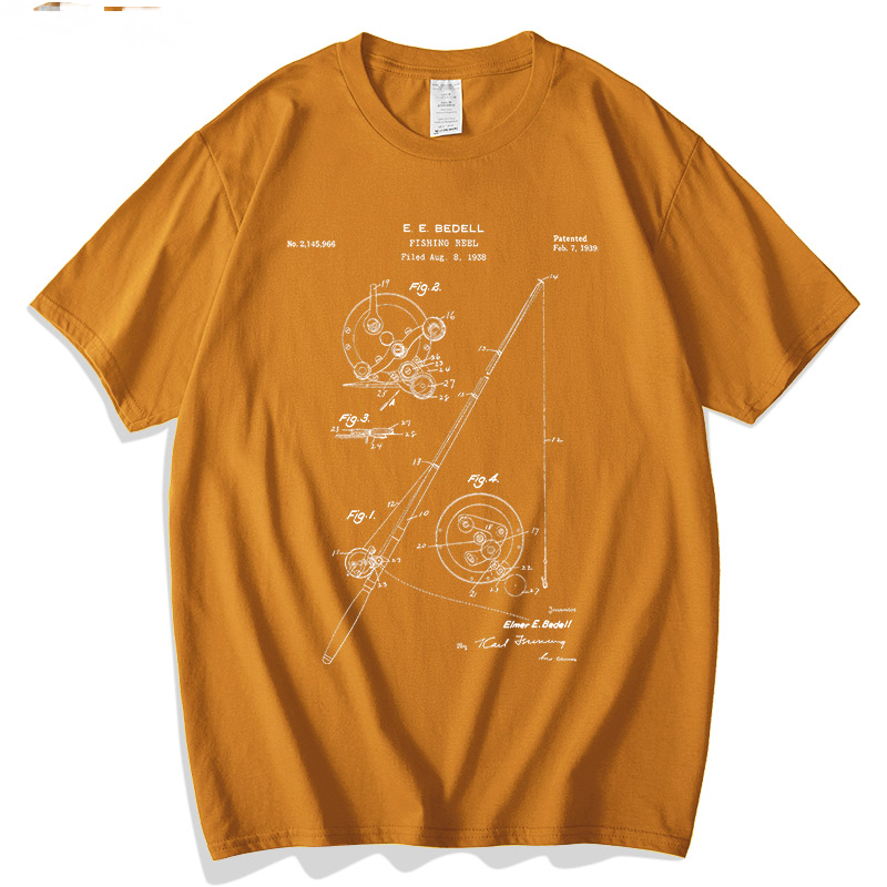 Fishing Rod Patent Blueprint T-shirt
