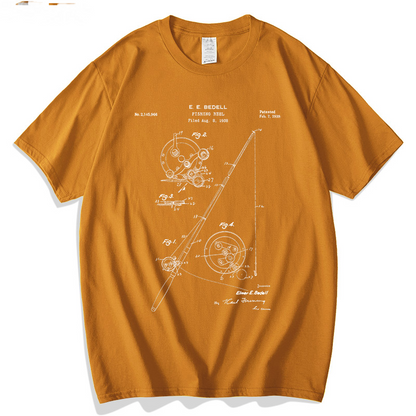 Fishing Rod Patent Blueprint T-shirt