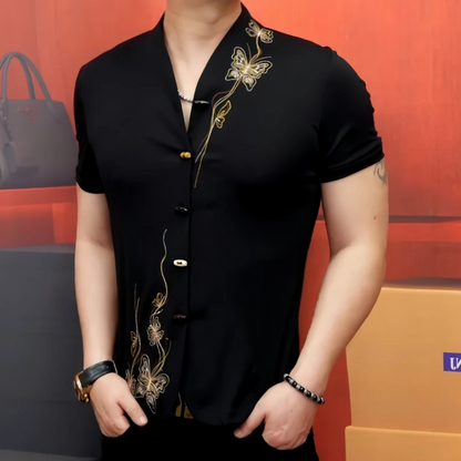 Butterfly Accent Button Shirt