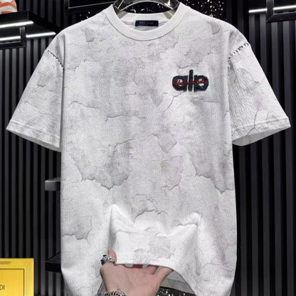 High-end embroidered tie-dye short-sleeved shirt