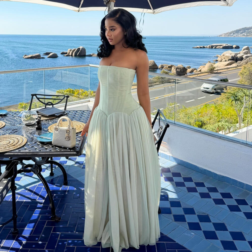 Fresh Green Bandeau Vacation Dress