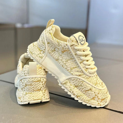 Cracked low-top soft-soled casual sneakers