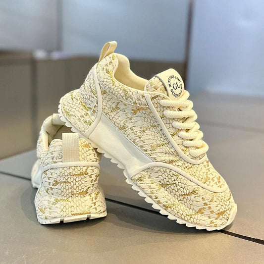 Cracked low-top soft-soled casual sneakers