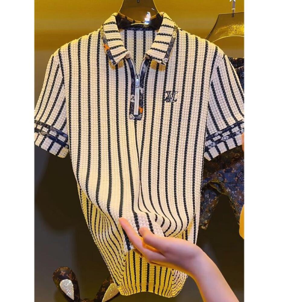 Vertical Stripe Polo Shirt