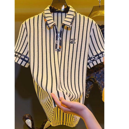 Vertical Stripe Polo Shirt