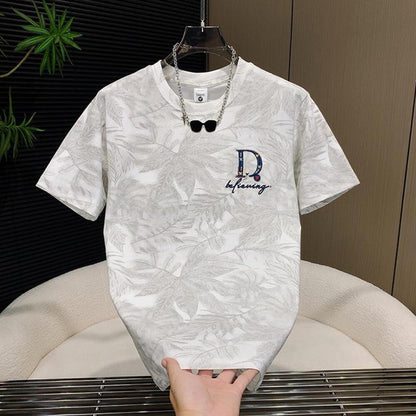 Butterfly Jacquard D Letter Embroidered T-Shirt