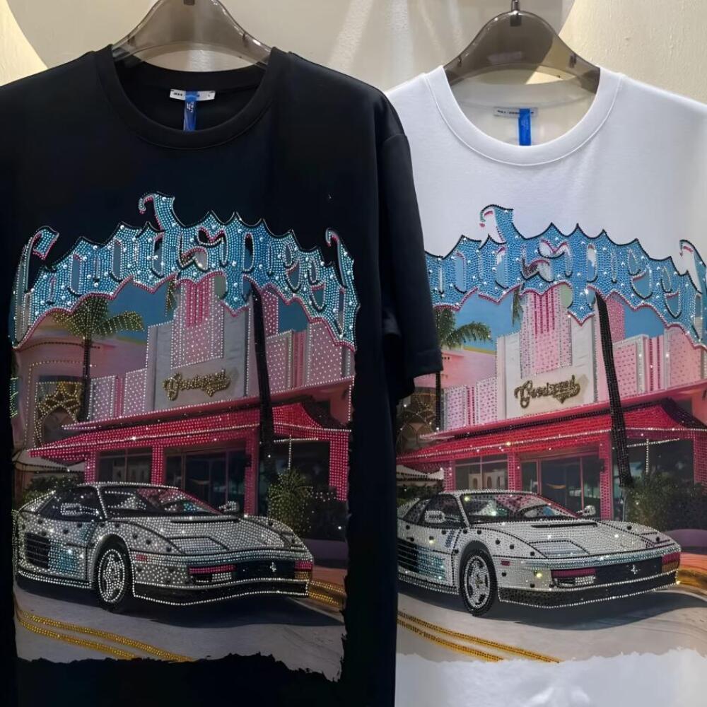 Rhinestone Vintage Sports Car T-Shirt