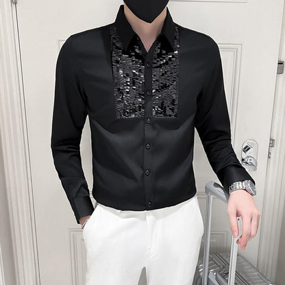 Slim-fit sequined shirt